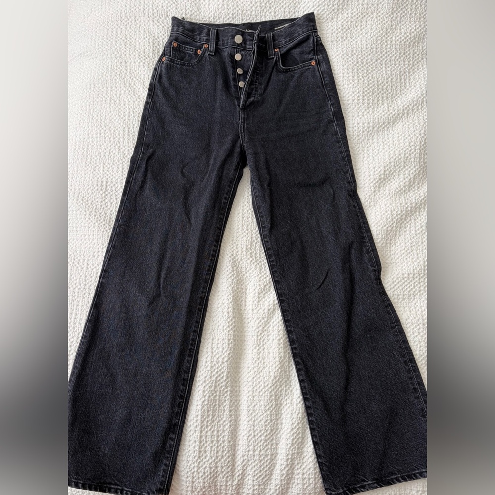 Aritzia Denim Forum The Farrah Hi-Rise Wide Leg Black Jeans